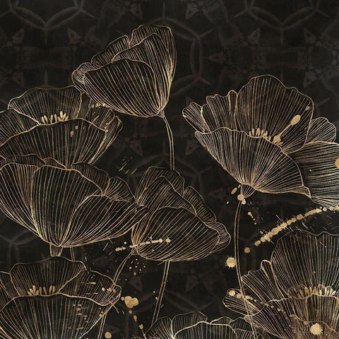 Midnight Blossoms II  White Modern Wood Framed Art Print by Aria K