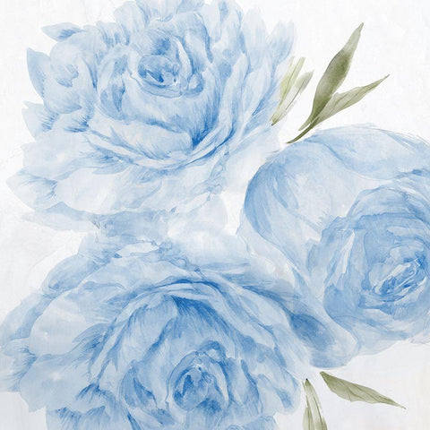 Peony Blue II Black Ornate Wood Framed Art Print with Double Matting by Aria K