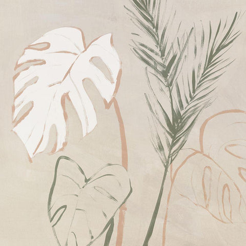 Boho Palms I  Black Ornate Wood Framed Art Print with Double Matting by Aria K