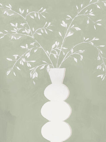 Sage Vase I  White Modern Wood Framed Art Print with Double Matting by Aria K