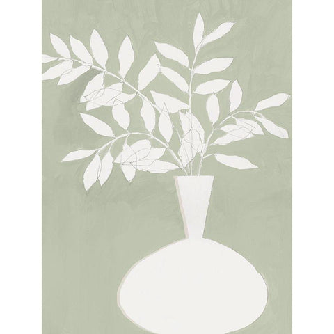 Sage Vase II Black Modern Wood Framed Art Print with Double Matting by Aria K
