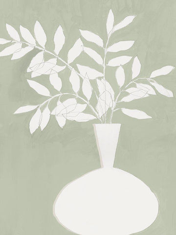 Sage Vase II White Modern Wood Framed Art Print with Double Matting by Aria K