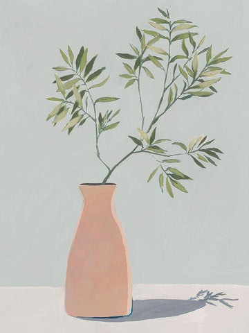 Terracotta Vase II White Modern Wood Framed Art Print with Double Matting by Aria K