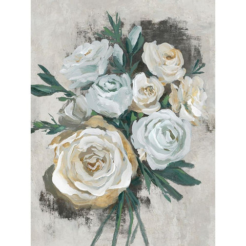 White Bouquet of Florals I Black Modern Wood Framed Art Print with Double Matting by Aria K