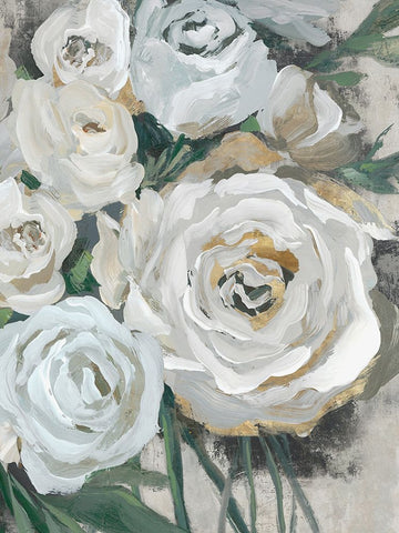 White Bouquet of Florals II Black Ornate Wood Framed Art Print with Double Matting by Aria K