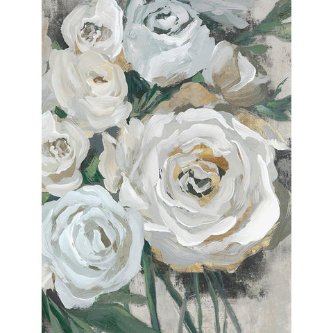 White Bouquet of Florals II Black Modern Wood Framed Art Print with Double Matting by Aria K