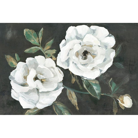 White Blooms White Modern Wood Framed Art Print by Aria K