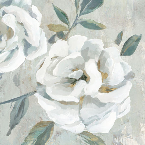 White Floral II White Modern Wood Framed Art Print by Aria K