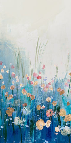 Springtime Splendor I White Modern Wood Framed Art Print with Double Matting by Aria K