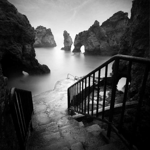 Rocky Beach Black Modern Wood Framed Art Print with Double Matting by Praxis Studio
