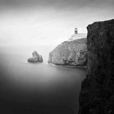 Lighthouse Black Ornate Wood Framed Art Print with Double Matting by Praxis Studio