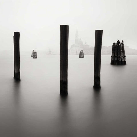 Venice Old Pier II Black Ornate Wood Framed Art Print with Double Matting by Praxis Studio