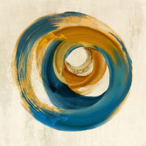 Blue Circle  White Modern Wood Framed Art Print with Double Matting by Peal, Emma