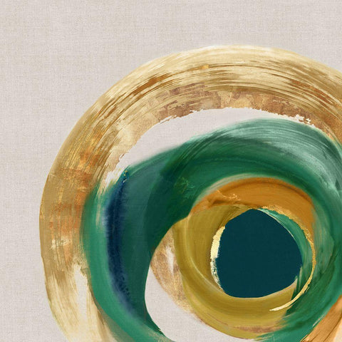 Green Metalic Circle II Black Modern Wood Framed Art Print by Peal, Emma