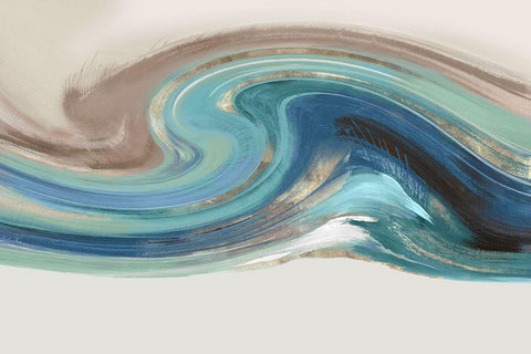 Blue Elements I  White Modern Wood Framed Art Print with Double Matting by Peal, Emma