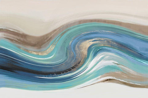 Blue Elements II White Modern Wood Framed Art Print with Double Matting by Peal, Emma