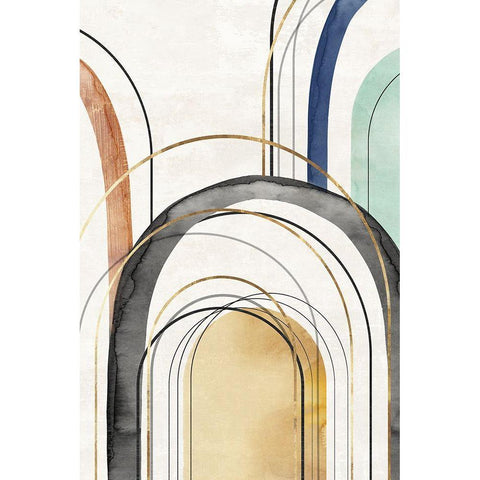 Golden Arches I  Black Modern Wood Framed Art Print with Double Matting by Peal, Emma