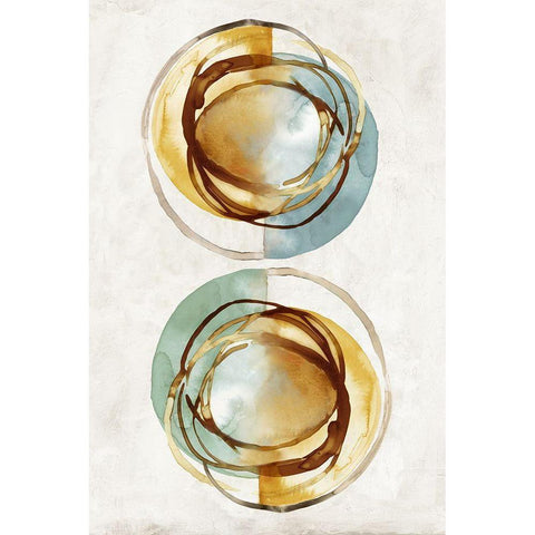 Double Circles  Black Modern Wood Framed Art Print with Double Matting by Peal, Emma