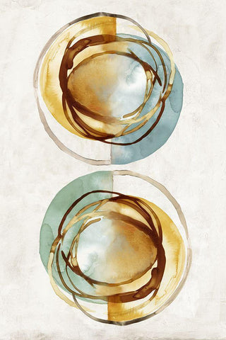 Double Circles  White Modern Wood Framed Art Print with Double Matting by Peal, Emma