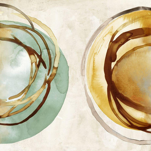 Two Circles  Black Ornate Wood Framed Art Print with Double Matting by Peal, Emma