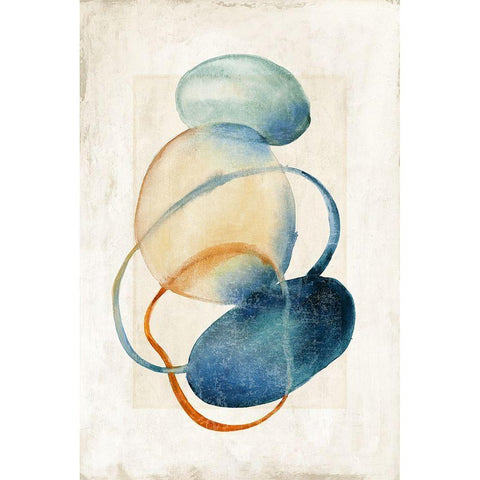 Mid Century Blue  Black Modern Wood Framed Art Print with Double Matting by Peal, Emma