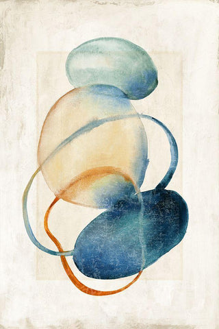 Mid Century Blue  White Modern Wood Framed Art Print with Double Matting by Peal, Emma