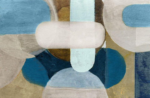 Hues of Indgio I  White Modern Wood Framed Art Print with Double Matting by Pattinian, Merri