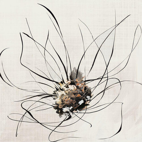 Golden Line Flower I  Black Ornate Wood Framed Art Print with Double Matting by Black, Alex