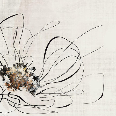 Golden Line Flower II Black Ornate Wood Framed Art Print with Double Matting by Black, Alex