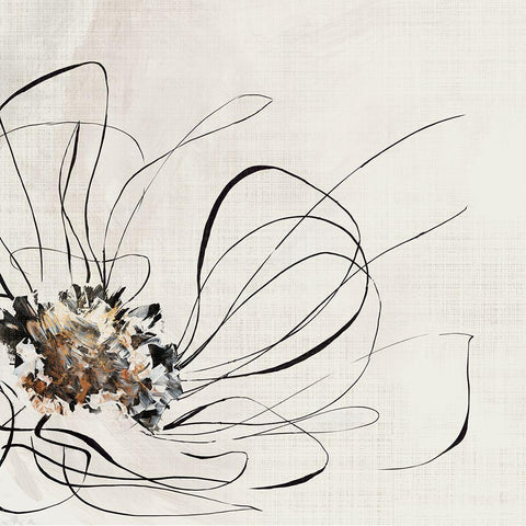 Golden Line Flower II Black Modern Wood Framed Art Print with Double Matting by Black, Alex