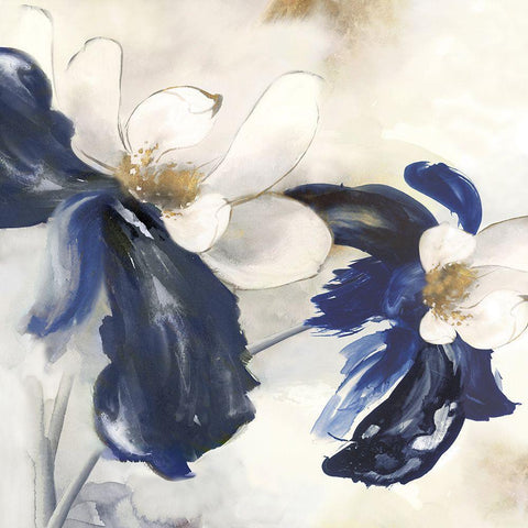 Blue Blossom Florals I  Black Ornate Wood Framed Art Print with Double Matting by Black, Alex