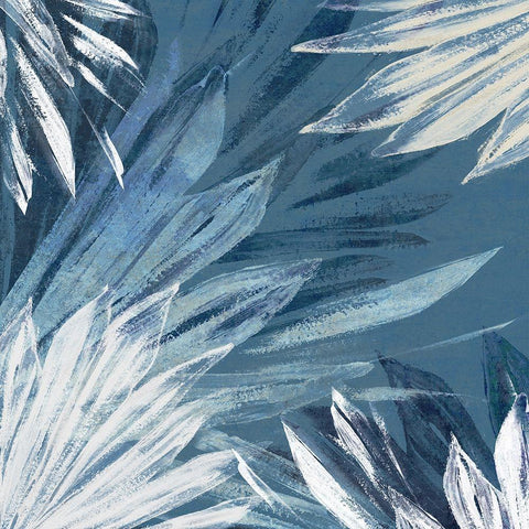 Small Blue Palms I  White Modern Wood Framed Art Print with Double Matting by Black, Alex