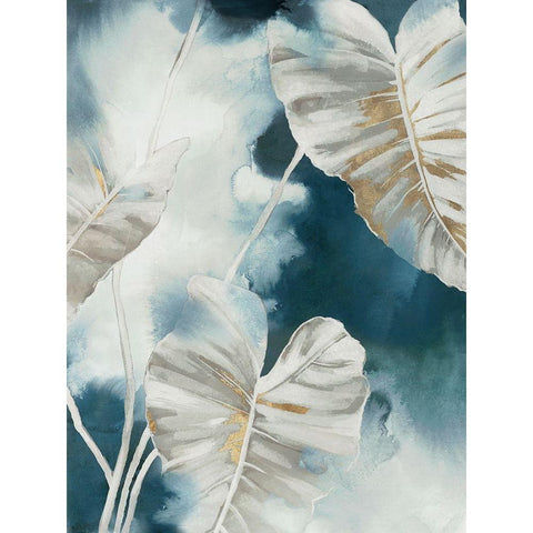 Blue Tropical Palms  Black Modern Wood Framed Art Print with Double Matting by Black, Alex