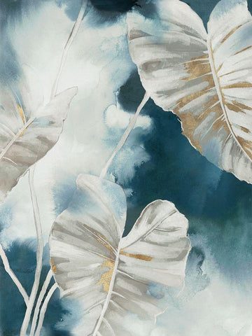 Blue Tropical Palms  Black Ornate Wood Framed Art Print with Double Matting by Black, Alex