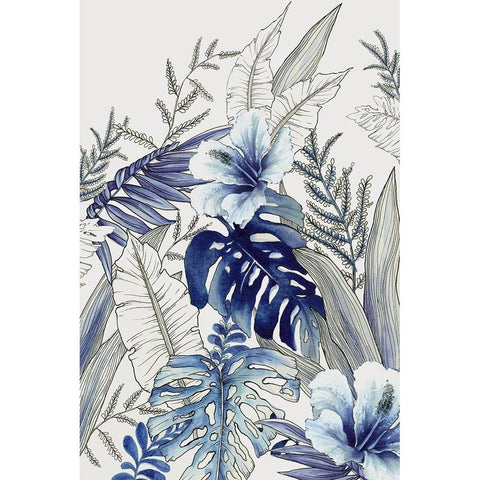 Blue Tropical Forest I  White Modern Wood Framed Art Print by Black, Alex