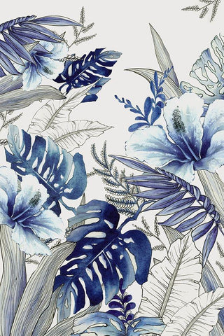 Blue Tropical Forest II  Black Ornate Wood Framed Art Print with Double Matting by Black, Alex