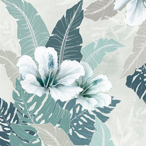 Teal Tropics II  Black Ornate Wood Framed Art Print with Double Matting by Black, Alex