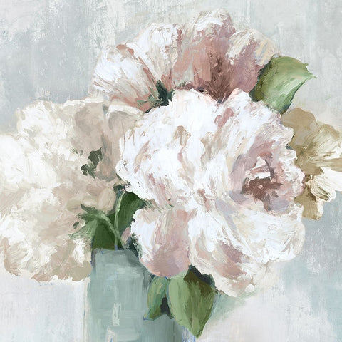 Rustic Pink Florals White Modern Wood Framed Art Print with Double Matting by Black, Alex