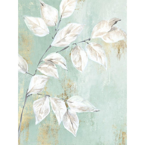 Soft Green Leaves Black Modern Wood Framed Art Print with Double Matting by Black, Alex