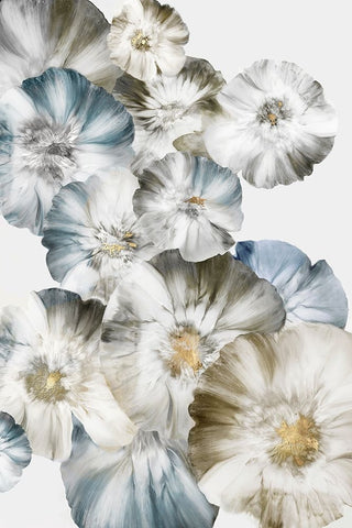Azure Florals White Modern Wood Framed Art Print with Double Matting by Black, Alex