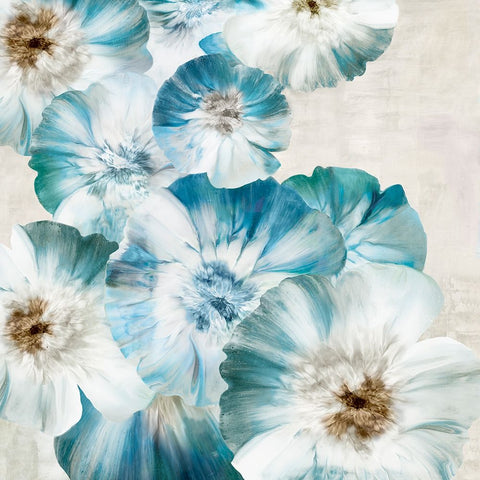 Blue Blossom Bliss Black Modern Wood Framed Art Print by Black, Alex