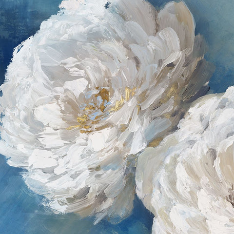 Elegant Blue Peony i Black Modern Wood Framed Art Print by Black, Alex