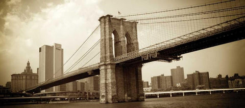 Brooklyn Bridge I Black Ornate Wood Framed Art Print with Double Matting by Gannos, Bill