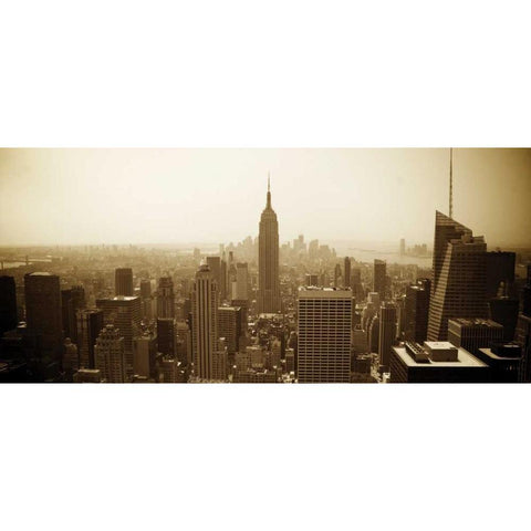 New York Skyline Black Modern Wood Framed Art Print by Gannos, Bill