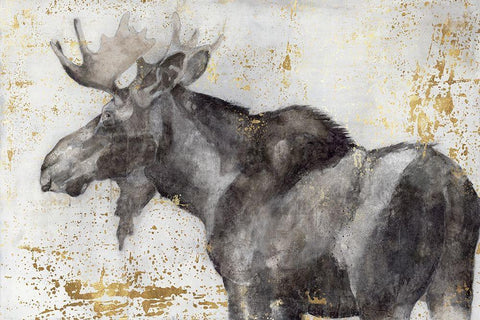 Alces Trail II White Modern Wood Framed Art Print with Double Matting by Hawksley, Beverley