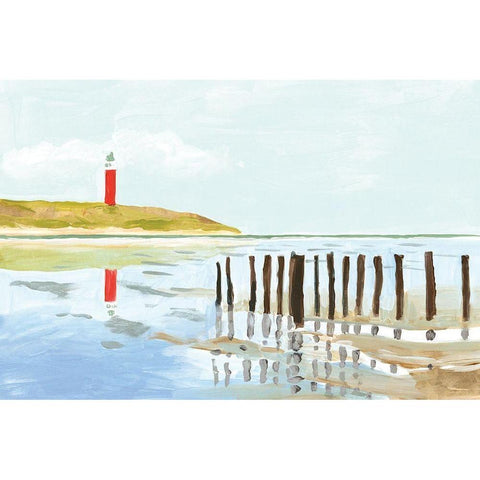 Lighthouse Coast Black Modern Wood Framed Art Print by Errico and Slyp