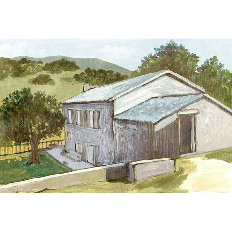 Country Home I  Black Modern Wood Framed Art Print with Double Matting by Errico and Slyp