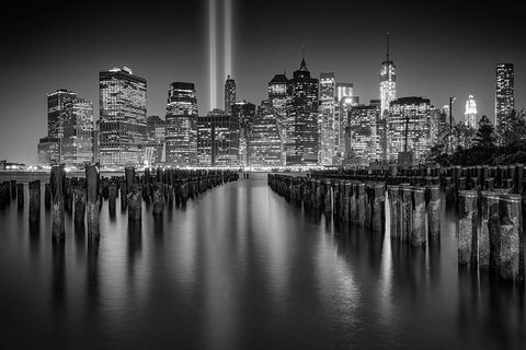 Tribute to NYC Black Ornate Wood Framed Art Print with Double Matting by Berk