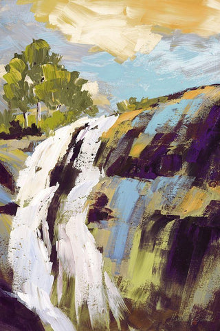 Falls White Modern Wood Framed Art Print with Double Matting by Broome, Marianne