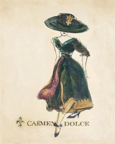 Glamour Collection II Black Ornate Wood Framed Art Print with Double Matting by Dolce, Carmen